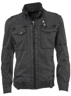 Grey Washed Rib Neck Biker