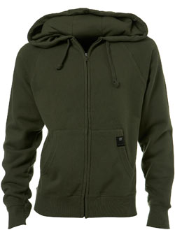 Khaki Plain Zip Thru Hoodie