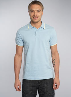 Light Blue Tipped Pique Polo Shirt