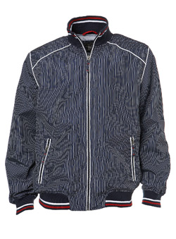 Navy Blue Pinstripe Bomber Jacket