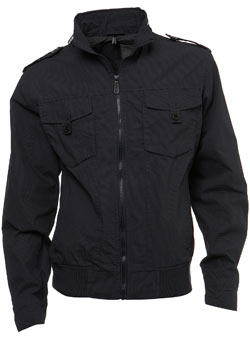Navy Blue Pinstripe Funnel Jacket