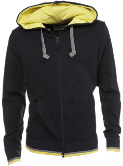 Navy Contrast Hooded Zip Thru