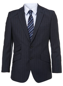 Navy Pinstripe Slim Fit Jacket