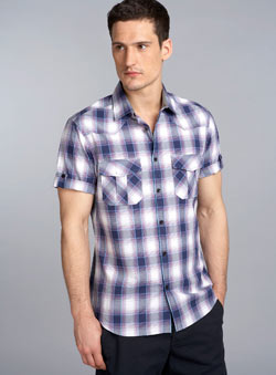 Purple Short Sleeve Check Shirt