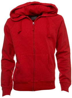 Red Plain Zip Thru Hoodie