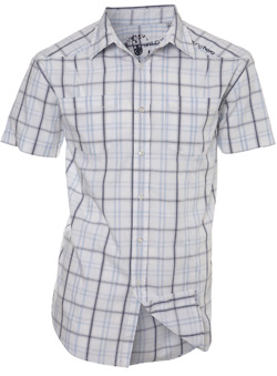 White Check Unsung Hero Brand Short Sleeve Casual Shirt