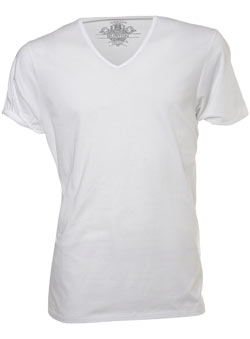 White Deep V-Neck T-Shirt