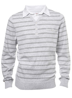 White Stripe Jersey Insert Y-Neck Jumper