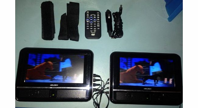 Bush BDVD 79701M 7`` Twin Screen Portable In Car DVD Player - Includes Car Mount