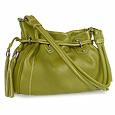 Green Tassel Drawstring Pebble Leather Satchel Bag