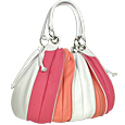 Buti Tulip-Pink and White Leather Drawstring Ring Tote