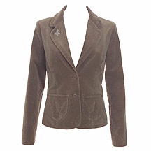 Butterfly by Matthew Williamson Beige cord blazer with diamante brooch