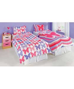 Butterfly Single Duvet Cover Set - Pink Multi