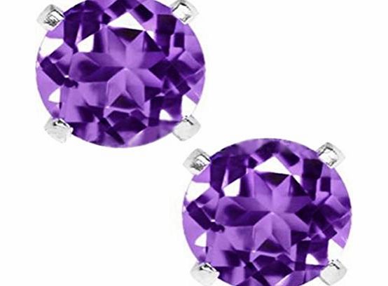 buytra HOT 925 Sterling Silver 6.00MM Purple amp;White Zircon Earrings Stud Earring