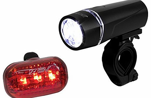 BV Bicycle Light Set Super Bright 5 LED Headlight, 3 LED Taillight, Quick-Release