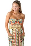 D81 Ladies Bandeau Dress Top Orange Tribal Size 12