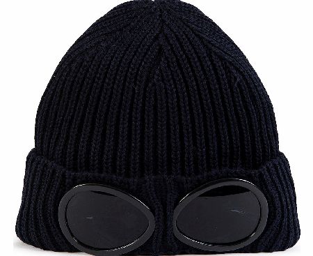 C.P Company Goggle Ribbed Navy Beanie