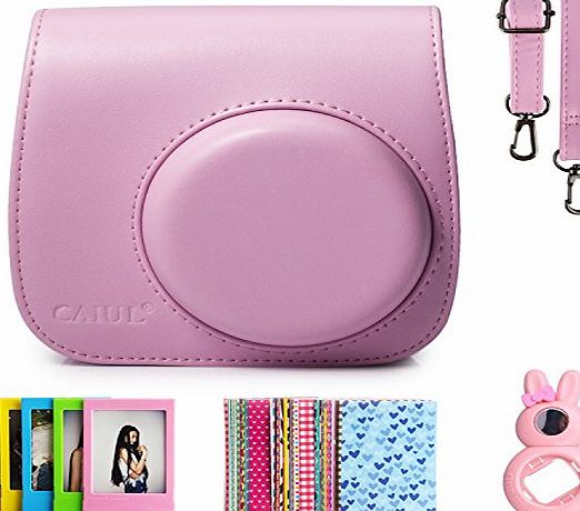 CAIUL Fujifilm Instax Mini 8 Instant Camera Accessory Bundles Set (Included: Pink Mini 8 Vintage Case Bag/ Pink Diamond Style Instax Mini Book Album / Pink Rabbit Design Mini 8 Close-Up Lens(Self-Portrait M