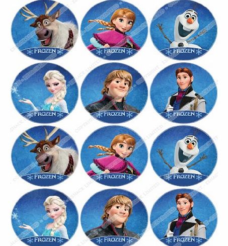 Cakeshop 12 x PRE-CUT Disney Frozen Edible Cake Toppers - Premium Wafer Paper