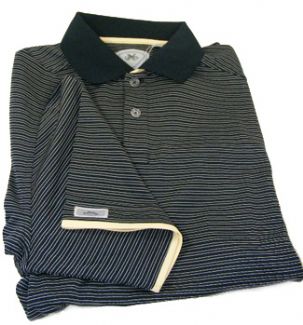 Callaway X-SERIES 2 BUTTON STRIPED S/S POLO GOLF SHIRT NAVY/YELLOWSTRIPE / SMALL