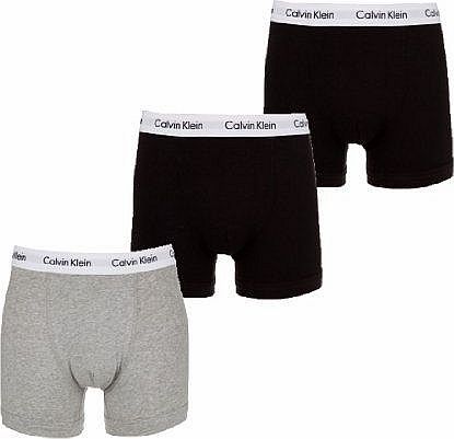  3 PACK COTTON STRETCH TRUNKS (Medium, BLACK/GREY/BLACK)