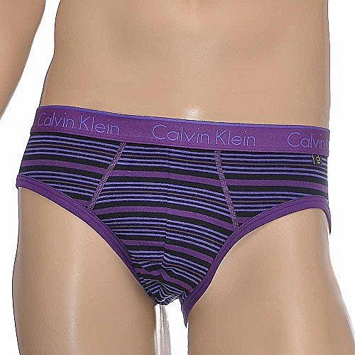 CK One Hip Brief, Marine Stripe - Plum Terry Large Multi