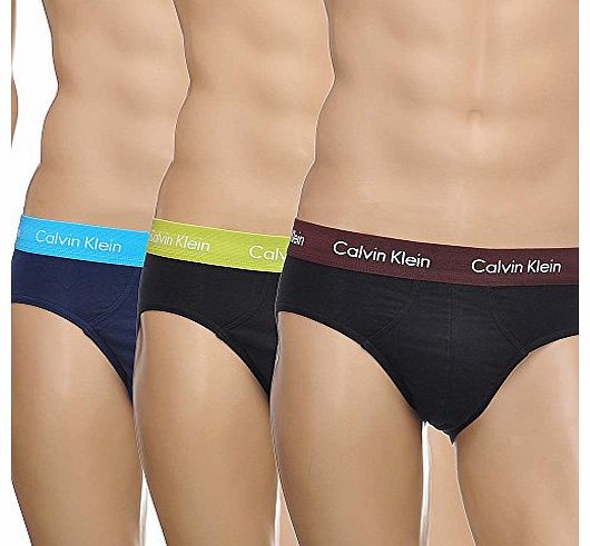 Calvin Klein Cotton Stretch 3 Pack Hip Brief, Copper/Blue Clarity/Citric Large Multi