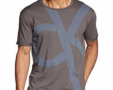 Calvin Klein Jeans Mens Crew Neck Short Sleeve T-Shirt - Grey - Grau (MAGNET-PT 739) - Large