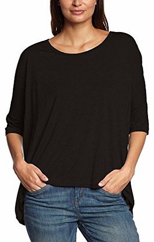 Womens Crew Neck 3/4 sleeve T-Shirt - Black - Schwarz (METEORITE-PT 965) - 8