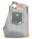 Calvin Klein Mens Light Blue Denim Button Fly Basic Fit Jeans - 34 Leg