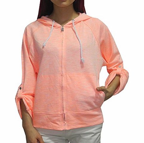 Calvin Klein Perfomance Womens Casual Super Soft Zip-Up Hoodie Jacket L LightCoral