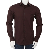 Poplin Stretch Shirt Dark Brown