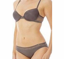 Calvin Klein T-Shirt Bra amp; Bikini Brief Set F3366 French Roast (UK 36A EU 80A - L Bikini Brief)