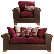 large sofa & armchair, aubergine