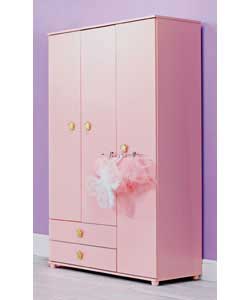 Cameo Pink 3 Door 2 Drawer Wardrobe