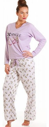 Camille Womens Ladies Im Single If Youre Rich Lilac Cotton Pyjama Set 8-18 8/10