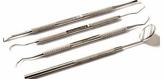 CANDURE - 4 Pieces Dental Set - Tartar Calculus Plaque Remover Tooth Scraper- Dental Mirror 