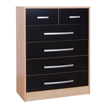 4 + 2 Drawer Chest, Beech Effect & Black