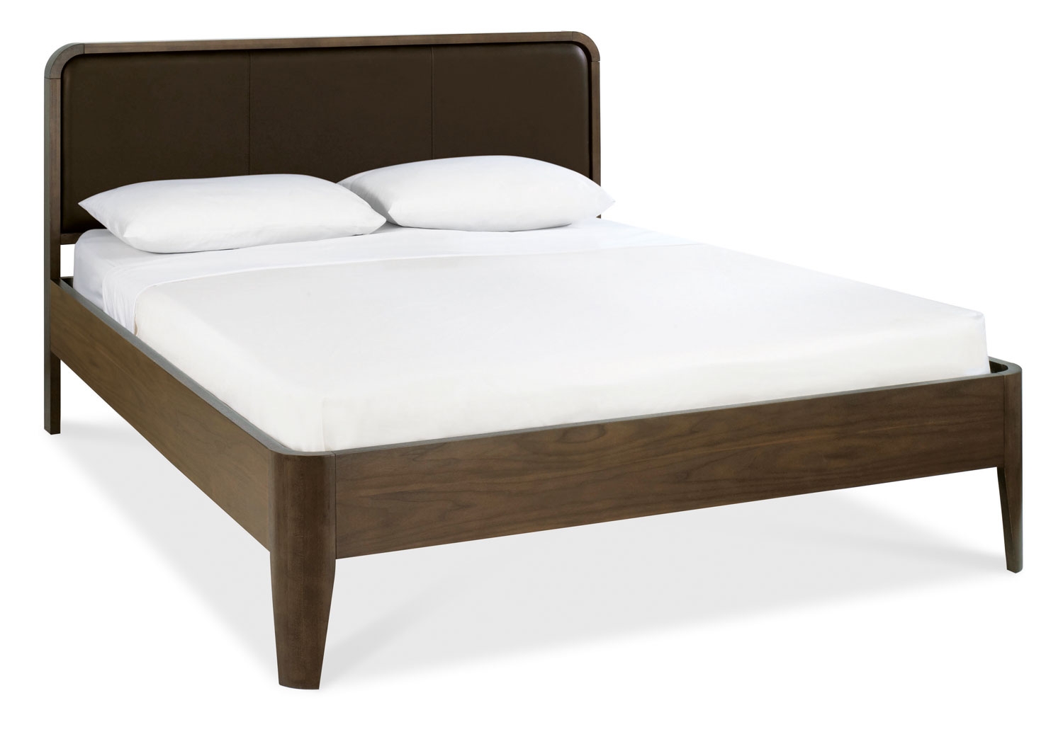 Walnut Faux Leather Headboard Bedstead -