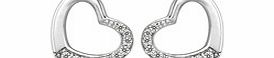 Silver zirconia set heart earrings