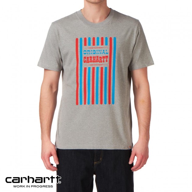 Mens Carhartt Striped T-Shirt - Grey Heather