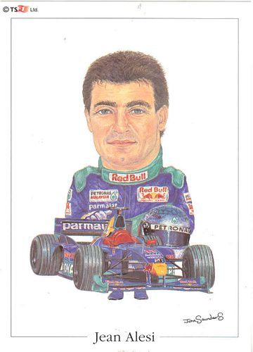 Caricature Postcards Jean Alesi 1999 Sauber Caricature Postcard (15cm x 10cm)