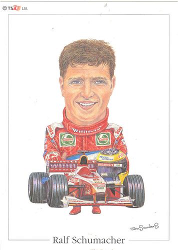 Caricature Postcards Ralf Schumacher 1999 Williams Caricature Postcard (15cm x 10cm)