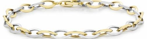 Carissima Gold Carissima 9ct Two Colour Gold Elliptic Link Bracelet 18cm/7``