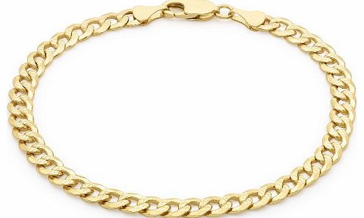 Carissima 9ct Unisex Yellow Gold Flat Curb Bracelet 19.5 cm