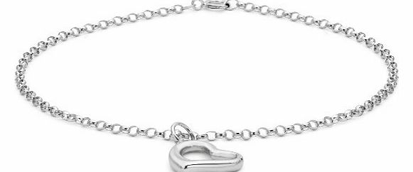 Carissima Gold Carissima 9ct White Gold Round Belcher Heart Charm Bracelet 19cm