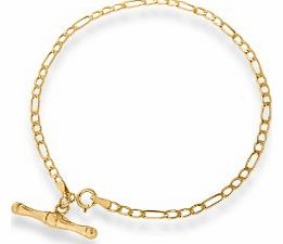 Carissima Gold Carissima 9ct Yellow Gold Figaro T-Bar Bracelet 19cm/7.5``