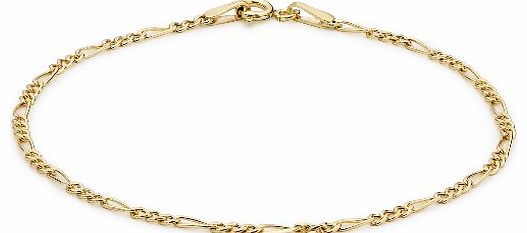 Carissima Gold Carissima 9ct Yellow Gold Semi Hollow Figaro Bracelet 18cm/7``