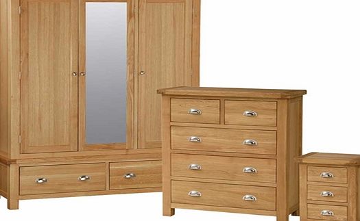 Carlisle Oak Triple Wardrobe Bedroom Set 584.045