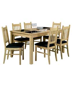 CAROLINA Dining Table and 6 Cucina Light Oak